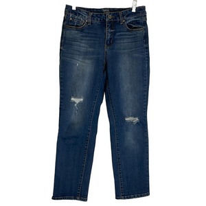 TIME and TRU Distressed Straight Denim Jeans, Women’s 8, Blue